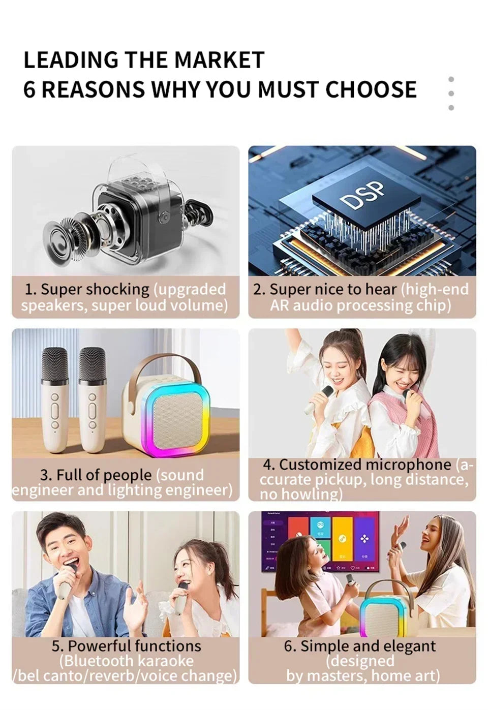 Wireless Karaoke Speaker Bluetooth Microphone K12 Home KTV Karaoke Machine RGB Light Portable Mini Bluetooth Speaker