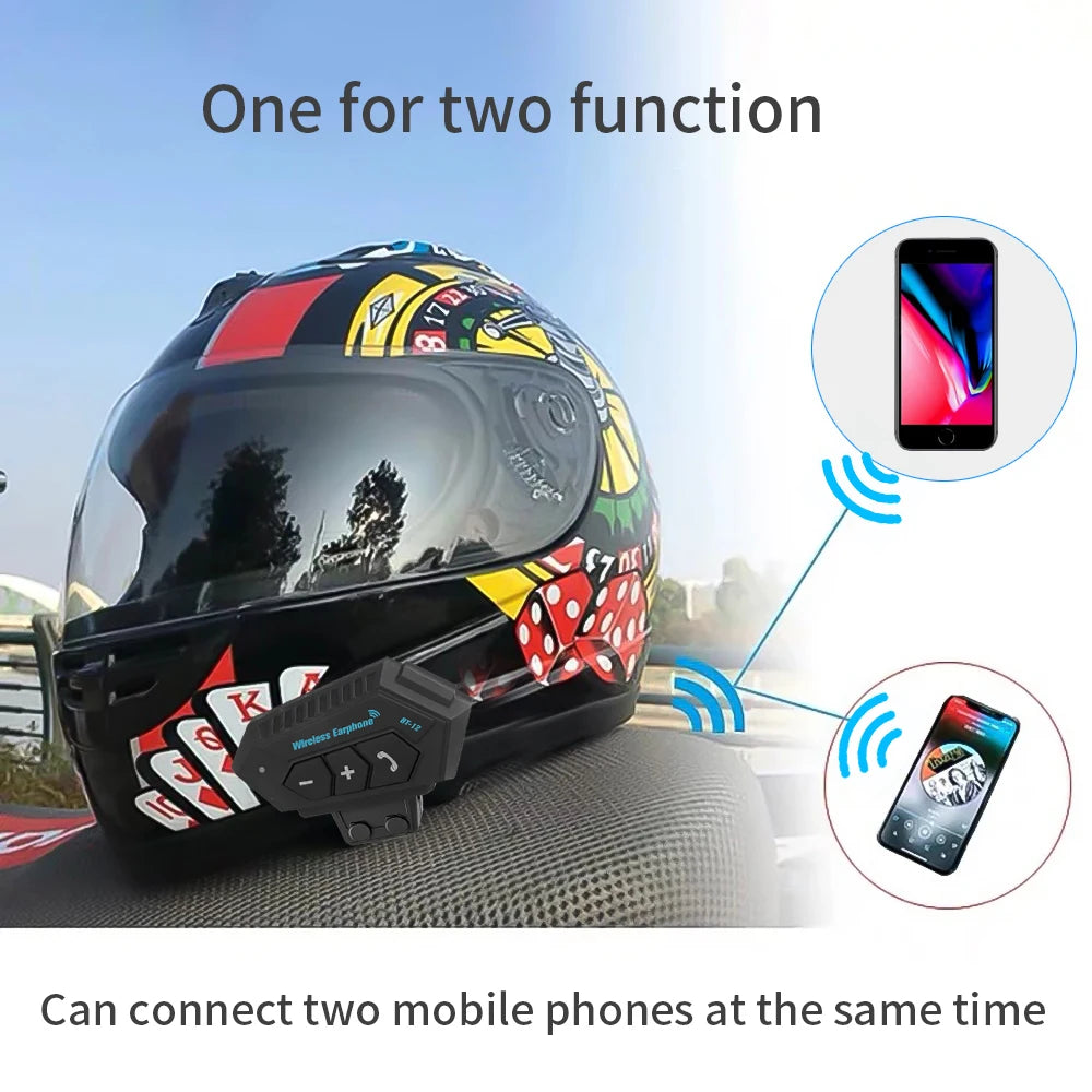 Motorcycle BT 5.0 Helmet Headset Wireless Hands-free Call Kit Stereo Anti-interference Waterproof Music Player Speaker