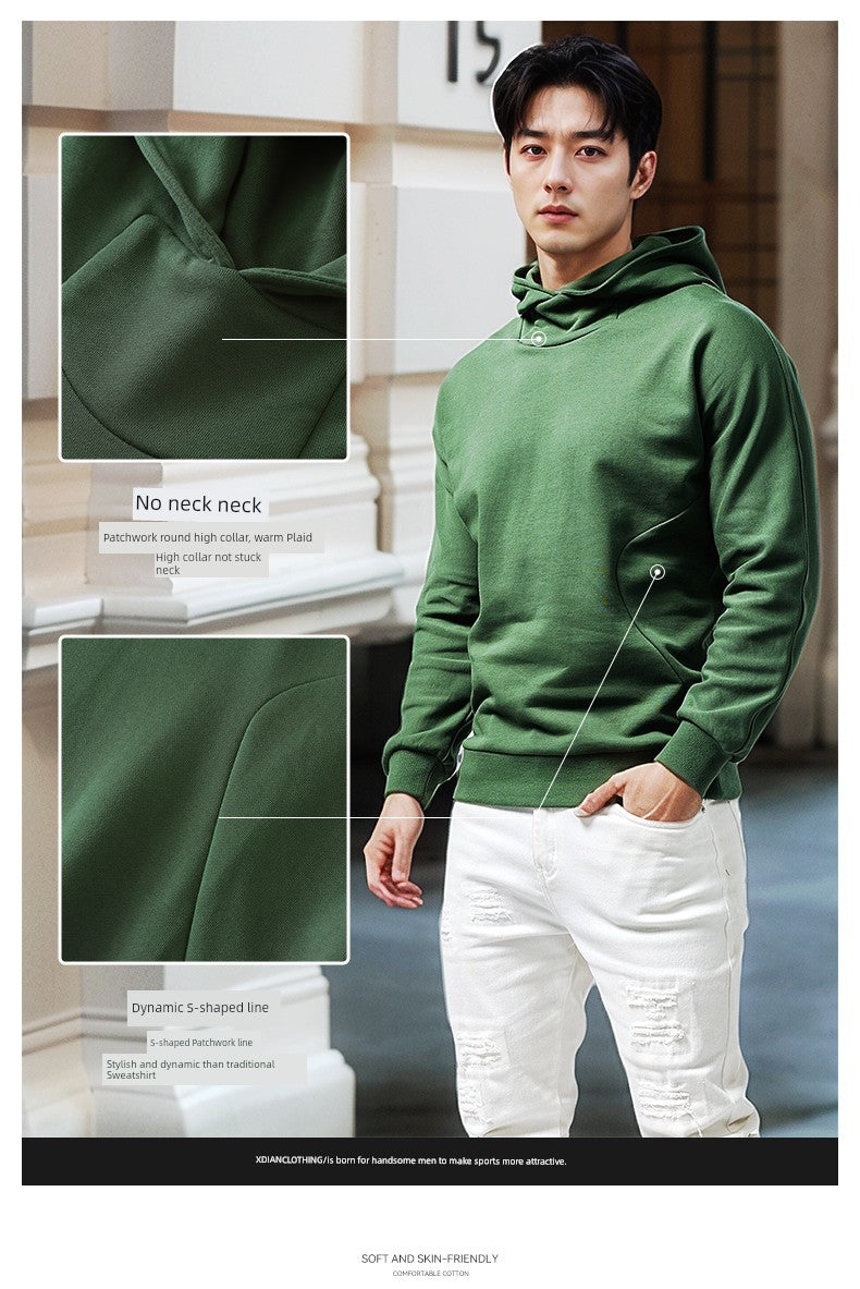 Turtleneck Hoodie Men's Cotton Loose Sports 2023 New Hoodie Pullover Top Outerwear Autumn and Winter