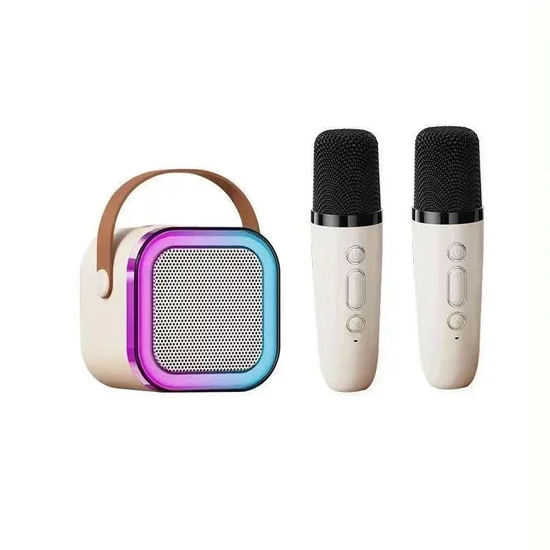 Bluetooth 5.3 K12 Karaoke Machine Portable PA Speaker System with 1-2 Wireless Microphones Home Family Singing Children's Gifts