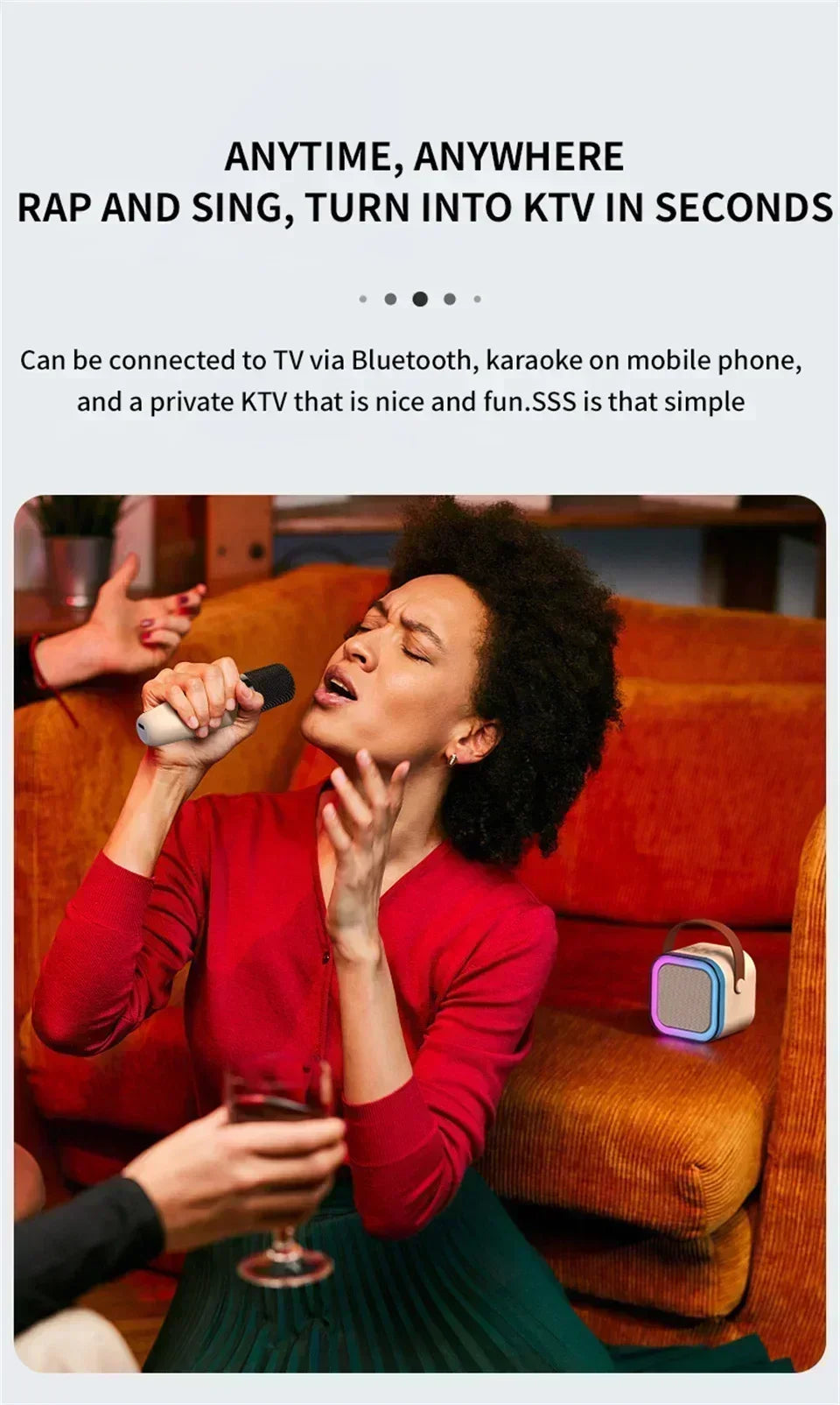 Wireless Karaoke Speaker Bluetooth Microphone K12 Home KTV Karaoke Machine RGB Light Portable Mini Bluetooth Speaker