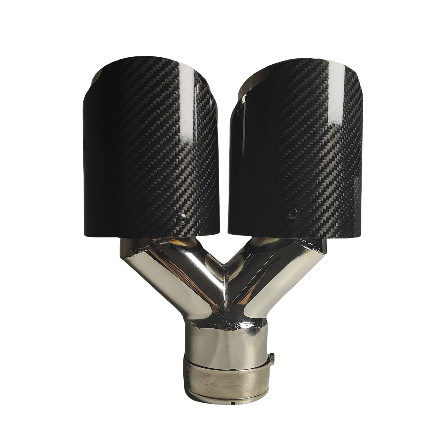 1 Pcs Universal Car Carbon Fibre Tail Throat Silencer Same Length Polish Y-Shaped Double Out Twill Glossy Exhaust Muffler Tip