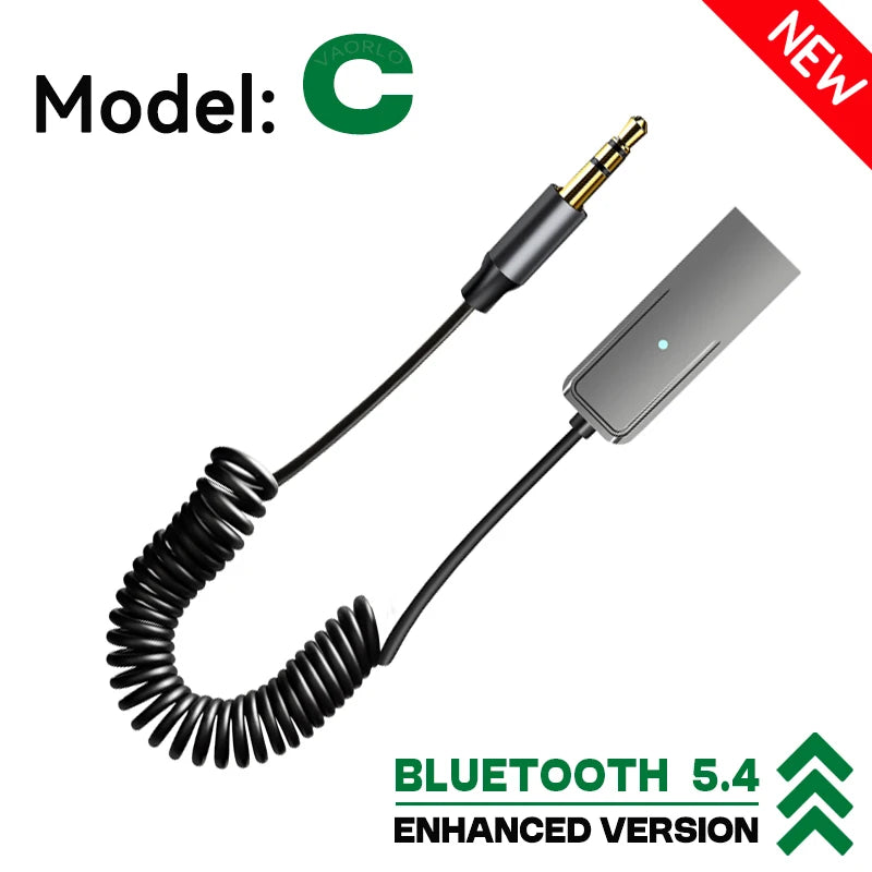 New Upgrades Bluetooth 5.4 Audio Receiver USB To 3.5mm AUX Car Wireless Music Adapter With HD MIC For Car Kit Wired Speaker