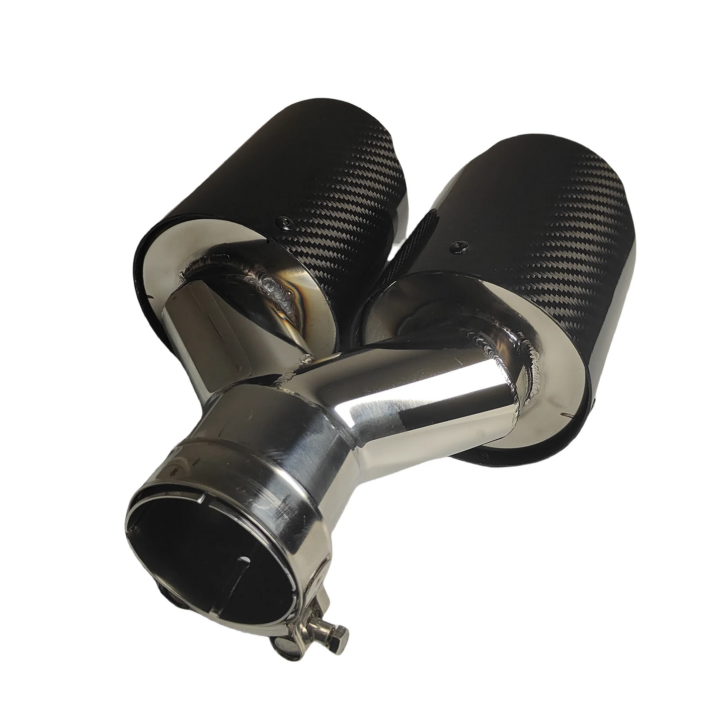 1 Pcs Universal Car Carbon Fibre Tail Throat Silencer Same Length Polish Y-Shaped Double Out Twill Glossy Exhaust Muffler Tip