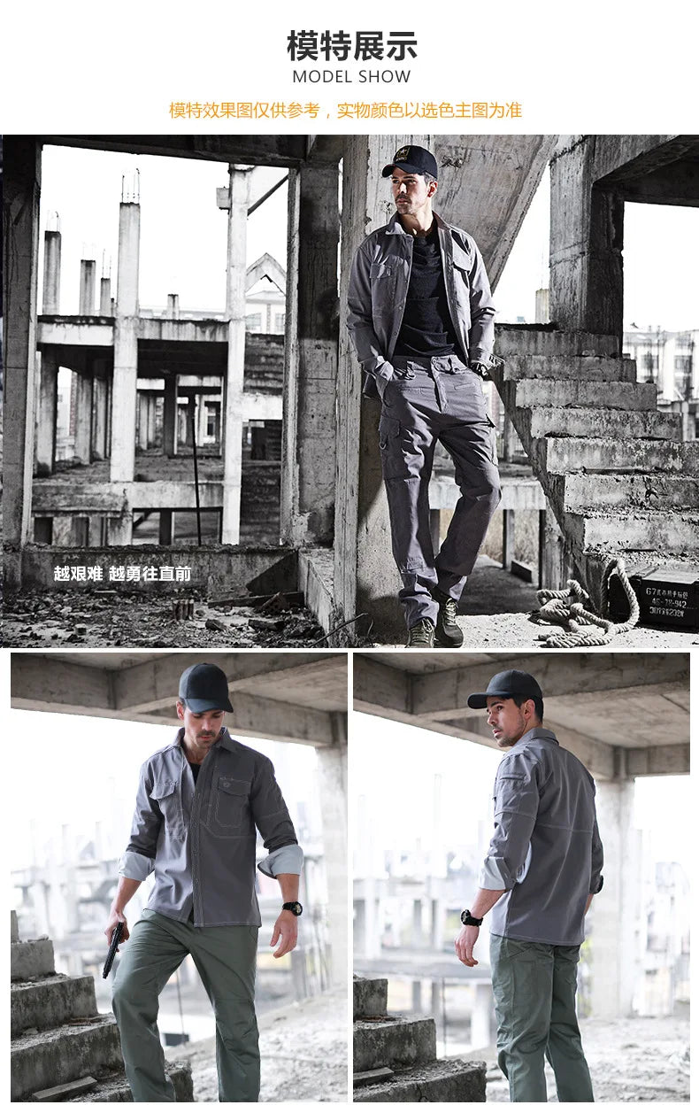 Winter autumn ESDY Brand Men s Sports t Shirt Warm Long Sleeve Shirt 100% Cotton  Anti-wear Working Cargo Hiking Shirts