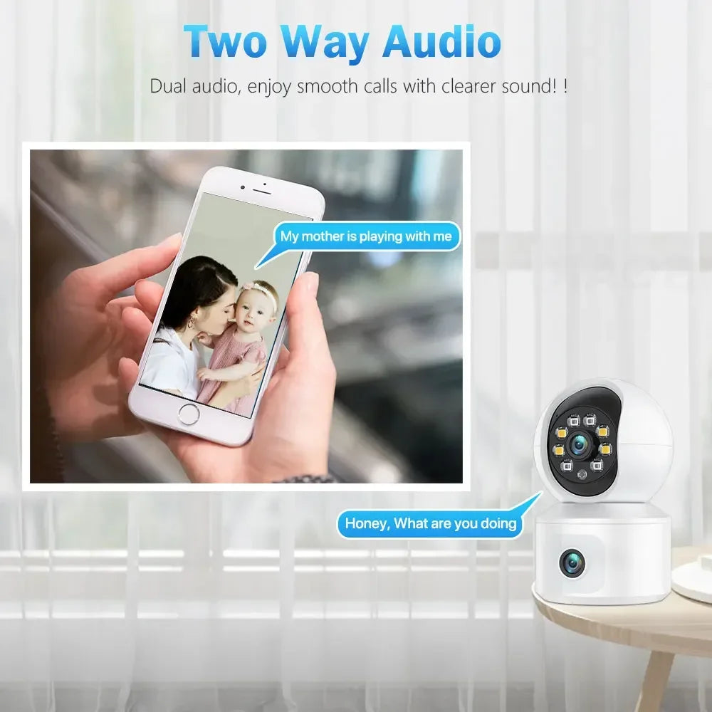 6MP WiFi IP Camera Dual Lens Dual Screen Baby Monitor Home Security Camera PTZ Auto Tracking CCTV Video Surveillance iCsee