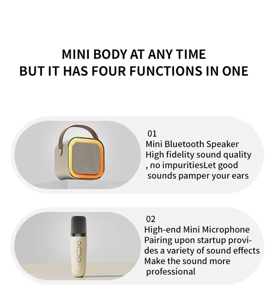 Wireless Karaoke Speaker Bluetooth Microphone K12 Home KTV Karaoke Machine RGB Light Portable Mini Bluetooth Speaker