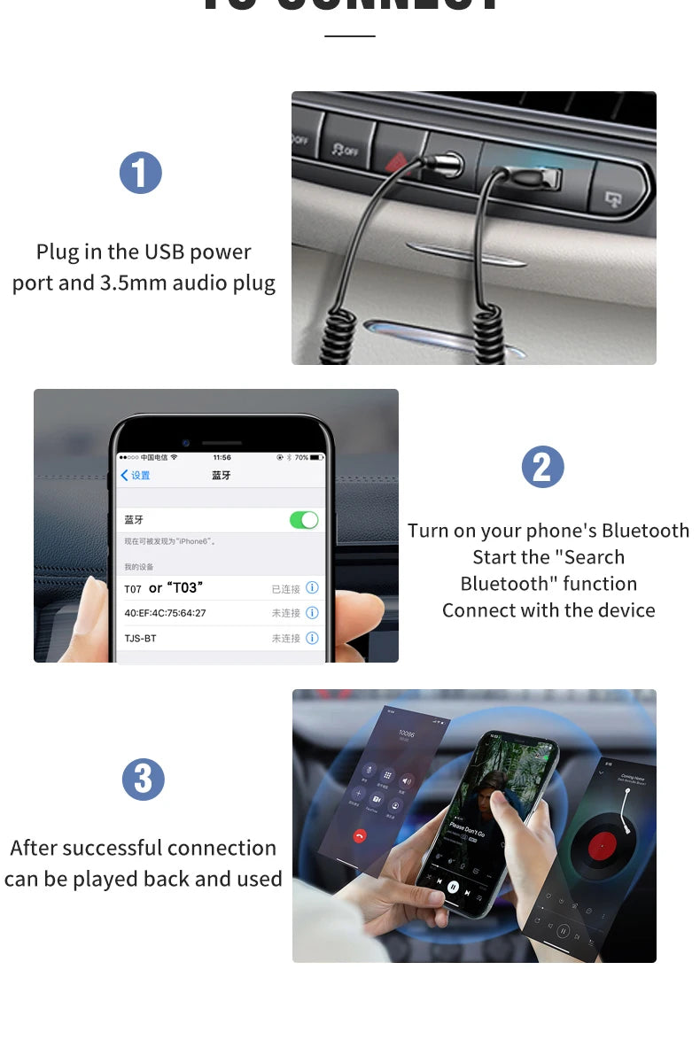 New Upgrades Bluetooth 5.4 Audio Receiver USB To 3.5mm AUX Car Wireless Music Adapter With HD MIC For Car Kit Wired Speaker