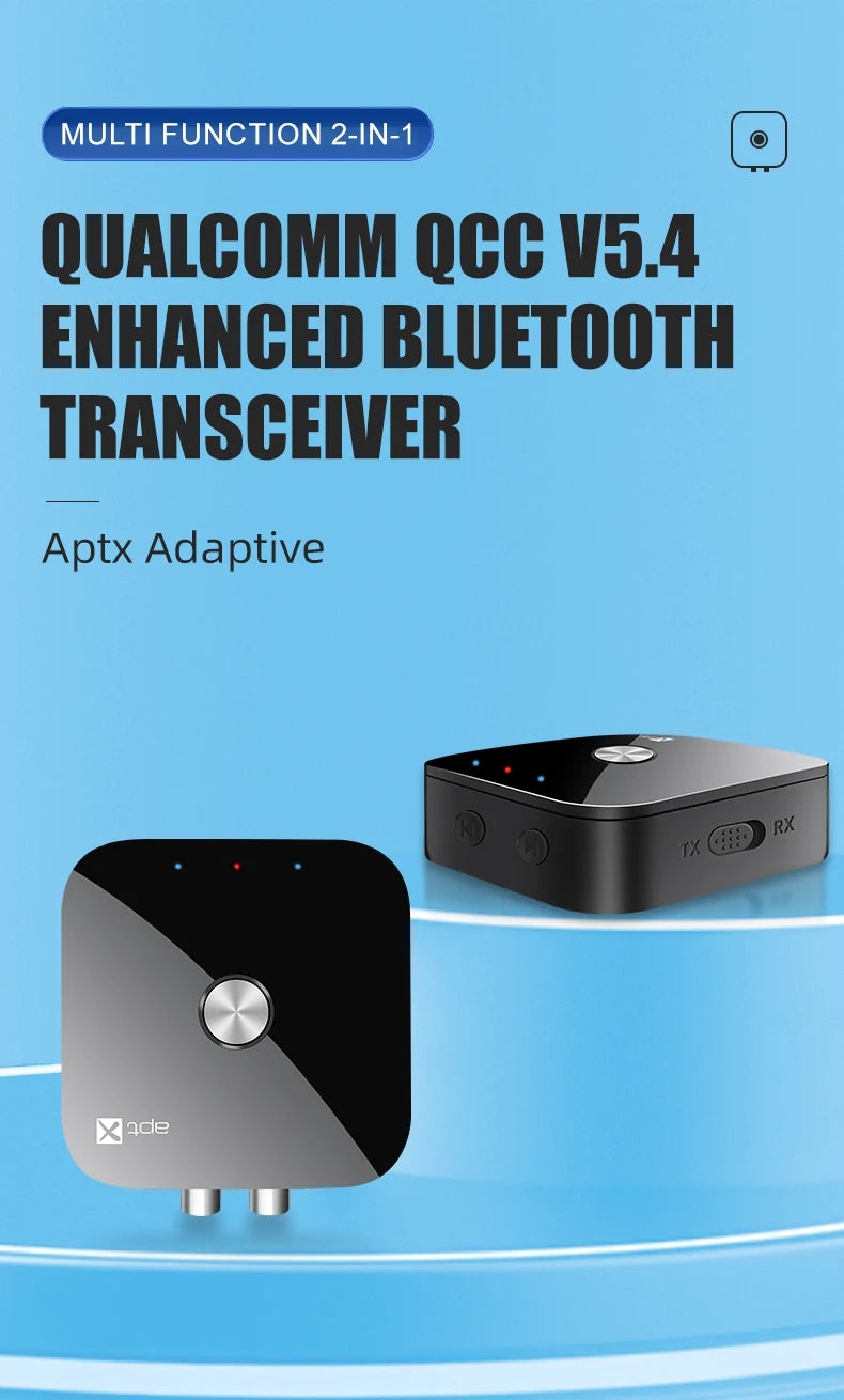 2 in 1 aptX Bluetooth Audio Transmitter Receiver 3.5MM AUX RCA Hifi Stereo Music aptX-Adaptive/HD/LL Multipoint Wireless Adapter