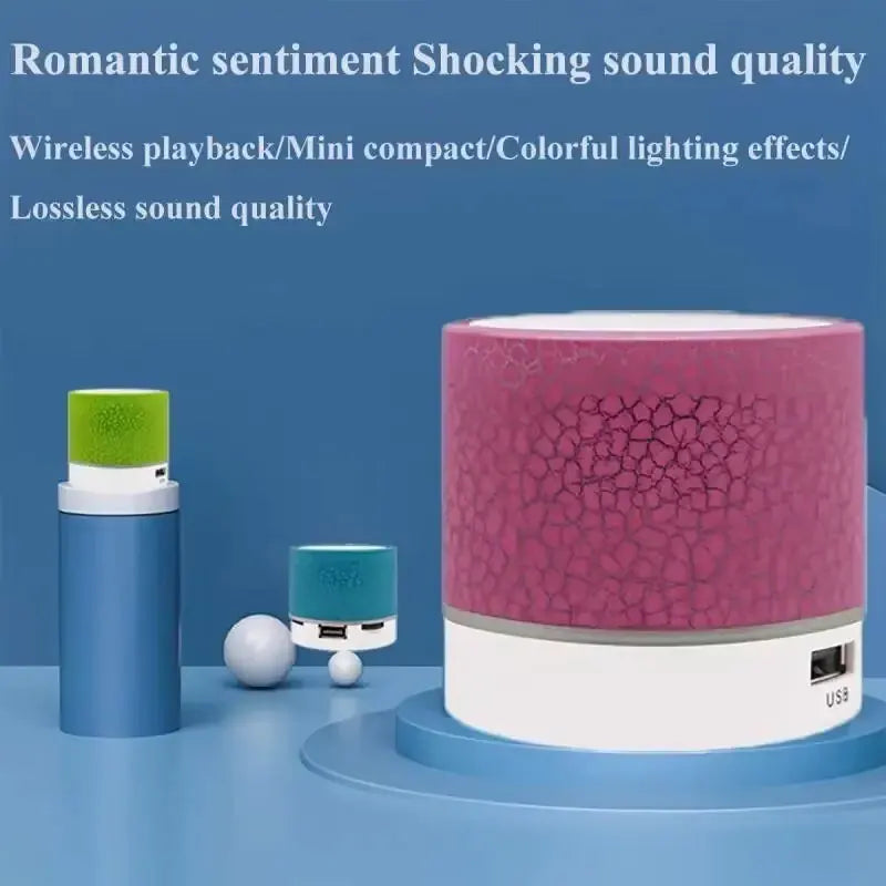 Wireless Mini Speaker, Subwoofer, Dazzle Crackle 7 Colour Light Wireless Mini Speaker, Portable Small Speaker