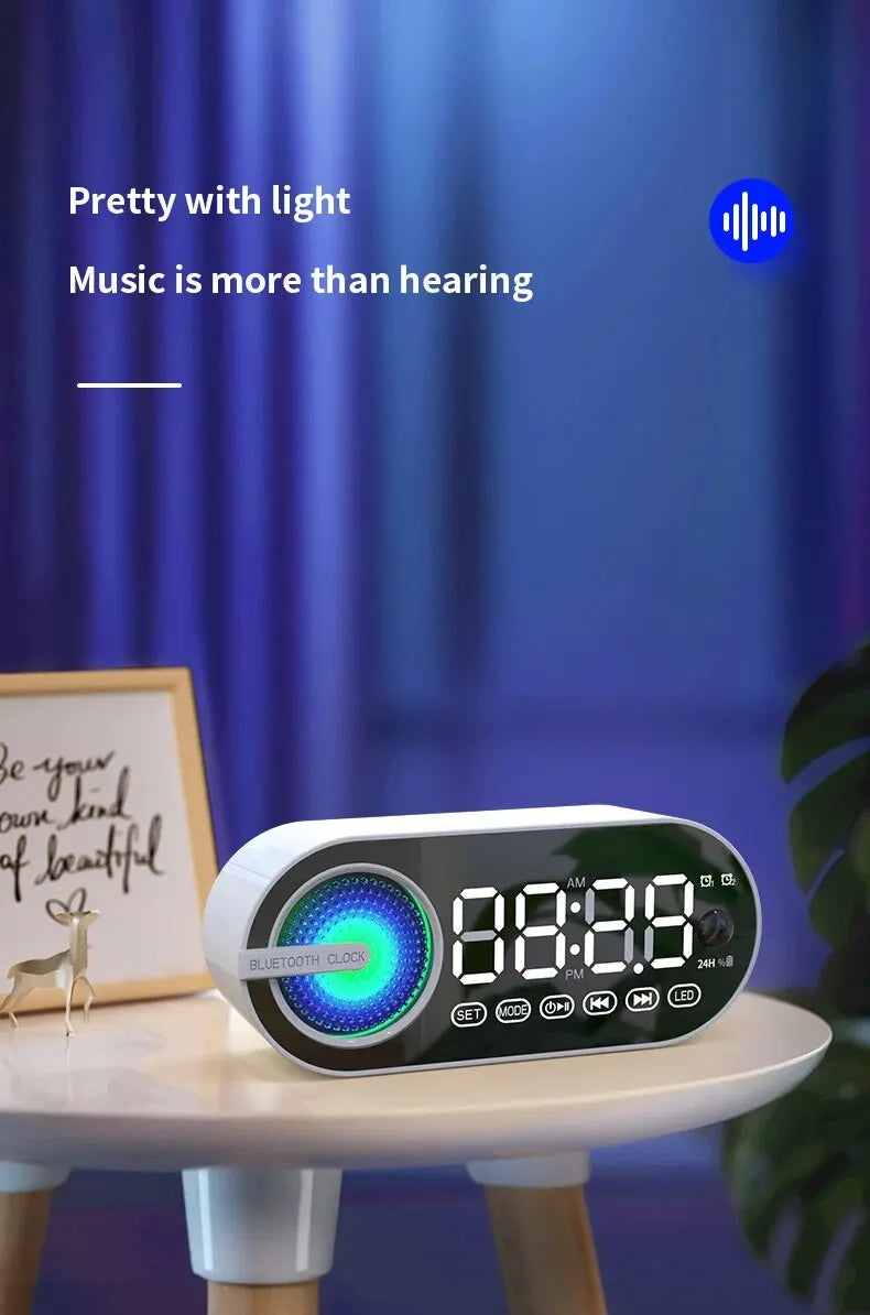 Alarm Clock Caixa De Som Bluetooth Speaker Portable Sound Box Music Wireless Radio FM Subwoofer Bocina Bass Lamp Coluna Column
