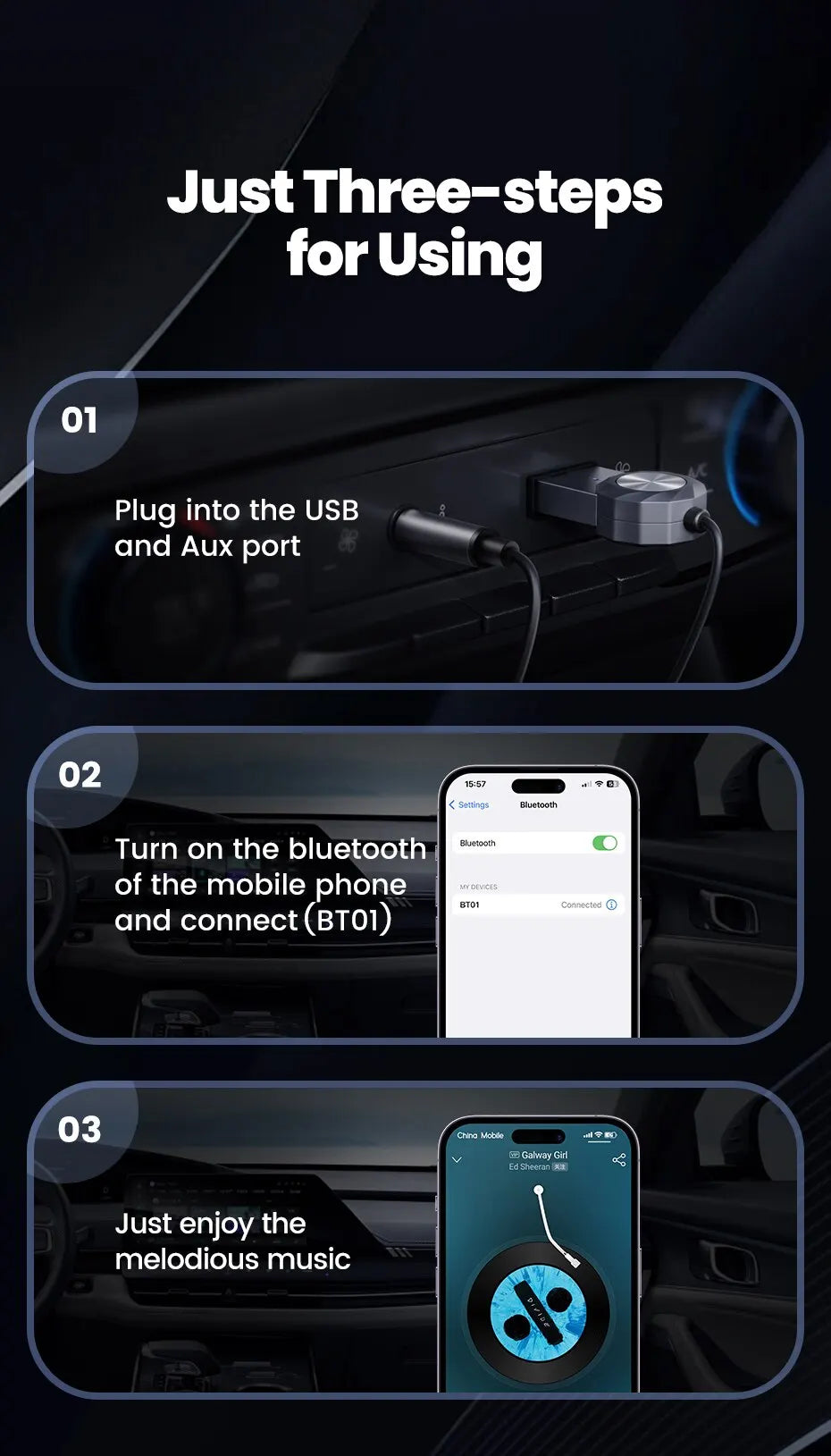 Toocki Bluetooth Car Adapter BT5.1 USB Audio Receiver Speaker For PC Speaker Wireless Mouse Earphone Keyboard Music Transmit