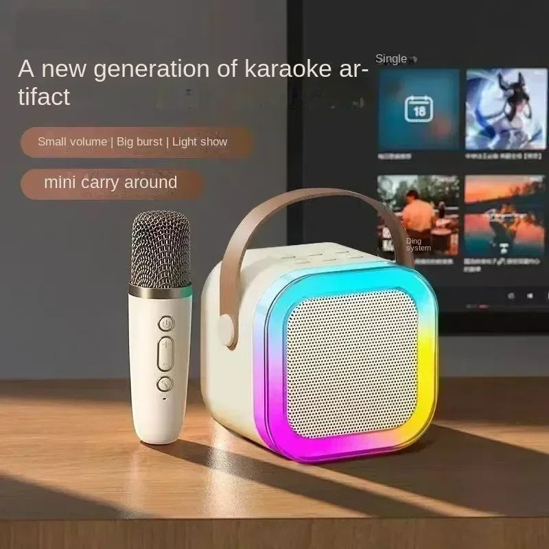 Bluetooth K12 Karaoke Machine Portable 5.3 PA Speaker System with 1-2 Wireless Microphones Home Family Singing Children's Gifts