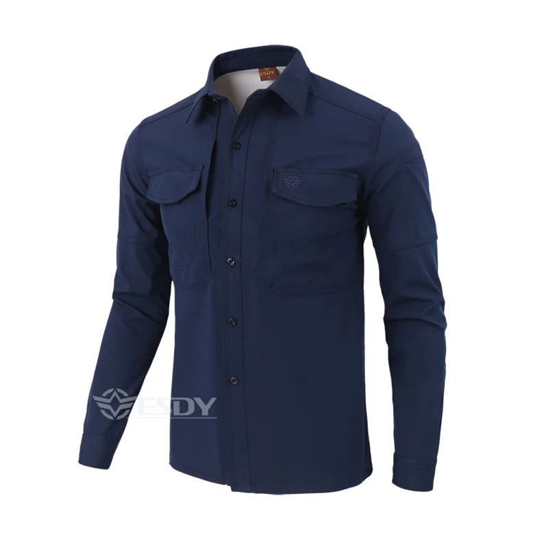 Winter autumn ESDY Brand Men s Sports t Shirt Warm Long Sleeve Shirt 100% Cotton  Anti-wear Working Cargo Hiking Shirts