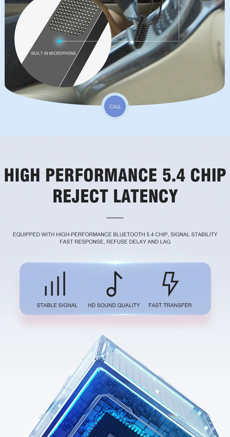New Upgrades Bluetooth 5.4 Audio Receiver USB To 3.5mm AUX Car Wireless Music Adapter With HD MIC For Car Kit Wired Speaker
