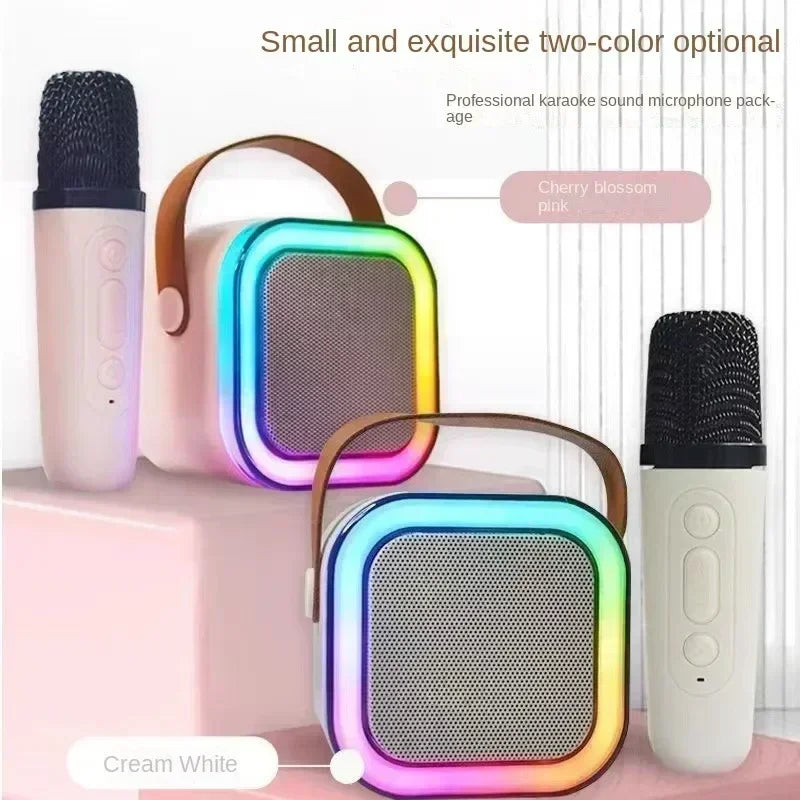 Bluetooth K12 Karaoke Machine Portable 5.3 PA Speaker System with 1-2 Wireless Microphones Home Family Singing Children's Gifts