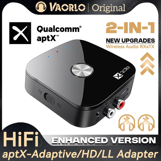 2 in 1 aptX Bluetooth Audio Transmitter Receiver 3.5MM AUX RCA Hifi Stereo Music aptX-Adaptive/HD/LL Multipoint Wireless Adapter