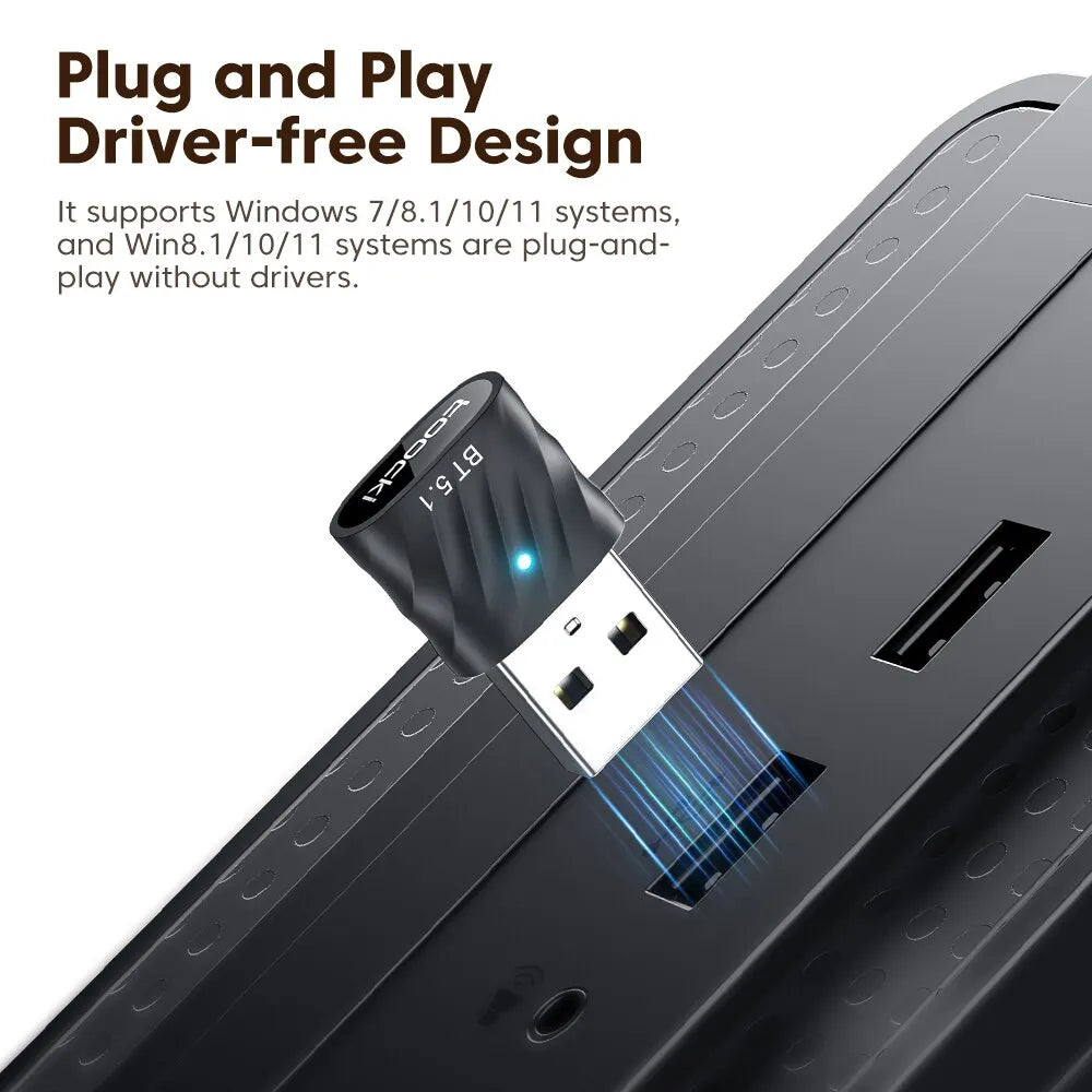 Toocki USB Bluetooth Adapter BT 5.1 Dongle Audio Receiver Speaker for PC Speaker Wireless Mouse Earphone Keyboard Music Transmit