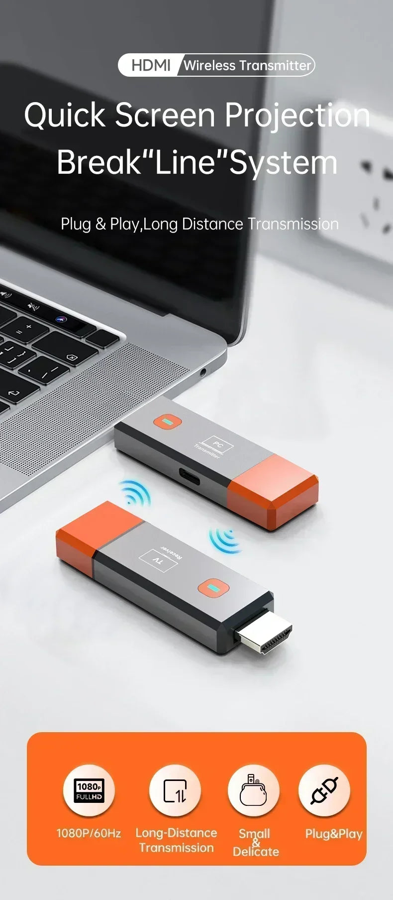 50M 1080P Wireless HDMI Extender Video Transmitter Receiver 8TX to 1RX Display for PS4 Camera Laptop PC To TV Monitor Projector