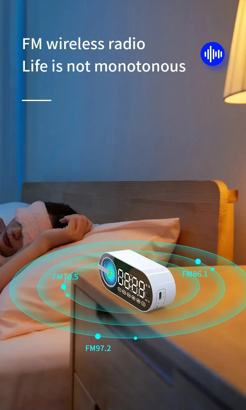 Alarm Clock Caixa De Som Bluetooth Speaker Portable Sound Box Music Wireless Radio FM Subwoofer Bocina Bass Lamp Coluna Column