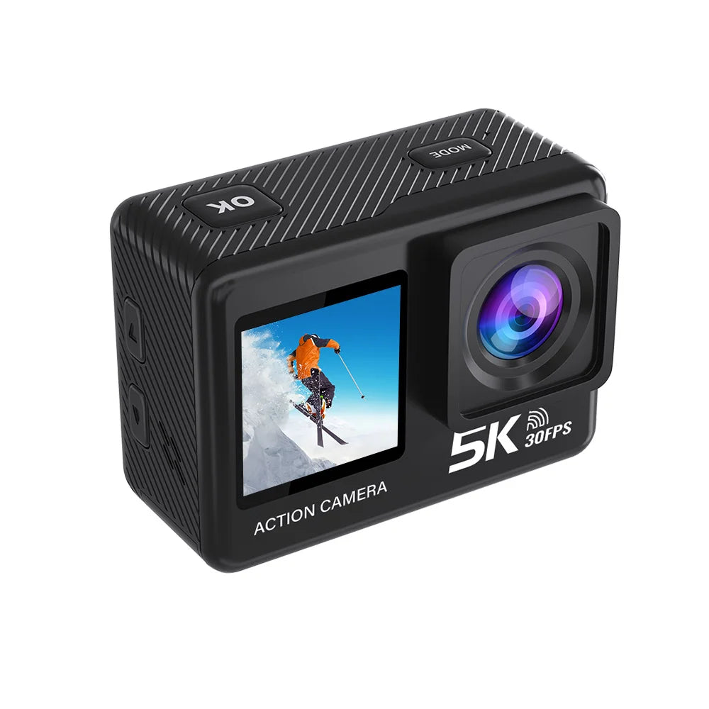 Action Camera 5K 4K60FPS EIS Wi-Fi Dual Screen 170D 2.0 Inch Touch Screen 30M Waterproof Sport Camera With Remote Control