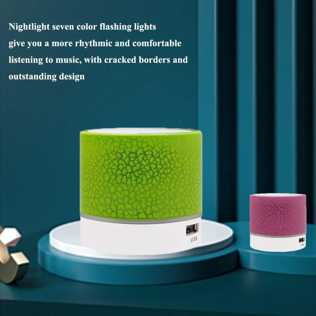 Wireless Mini Speaker, Subwoofer, Dazzle Crackle 7 Colour Light Wireless Mini Speaker, Portable Small Speaker