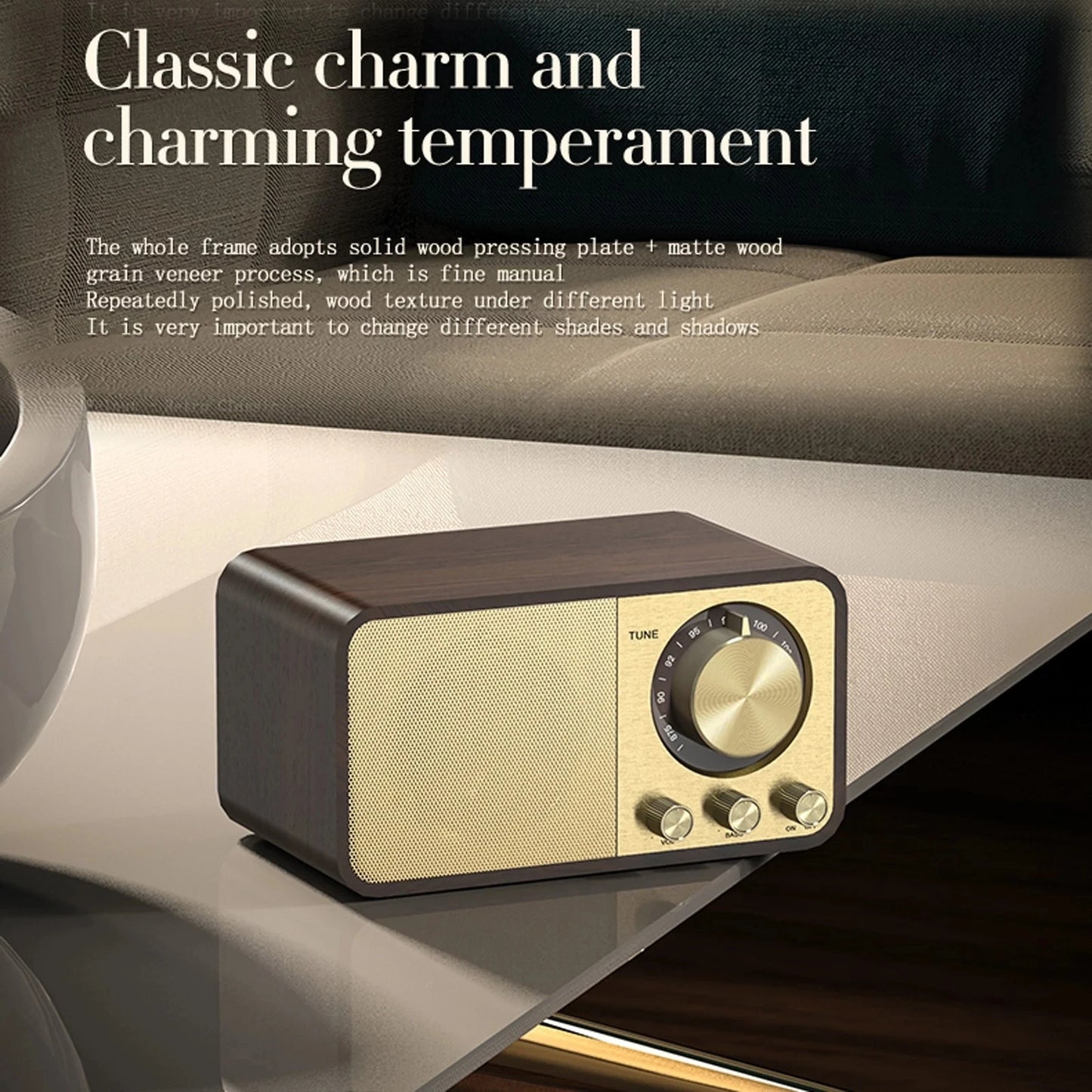 Nostalgic Bluetooth Speaker Bluetooth Sound Retro Classic Speaker Retro Radio Wireless Bluetooth 5.0 Wooden Portable Subwoofer