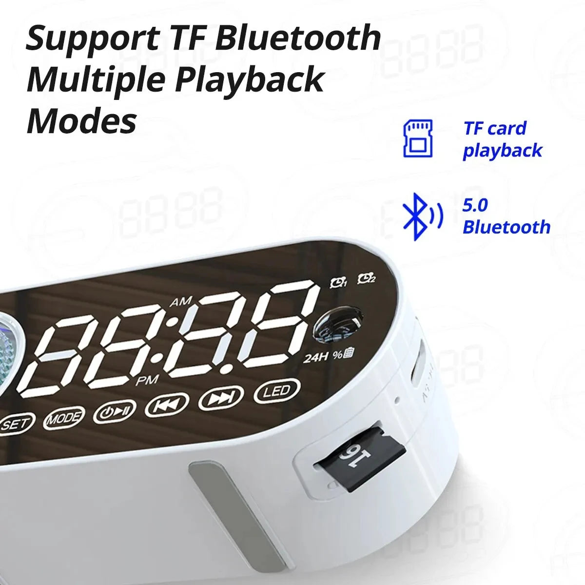 Alarm Clock Caixa De Som Bluetooth Speaker Portable Sound Box Music Wireless Radio FM Subwoofer Bocina Bass Lamp Coluna Column