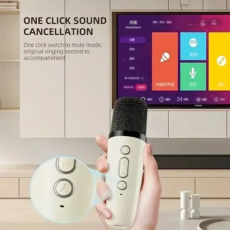 Bluetooth 5.3 K12 Karaoke Machine Portable PA Speaker System with 1-2 Wireless Microphones Home Family Singing Children's Gifts