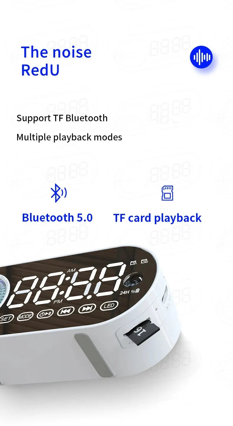 Alarm Clock Caixa De Som Bluetooth Speaker Portable Sound Box Music Wireless Radio FM Subwoofer Bocina Bass Lamp Coluna Column