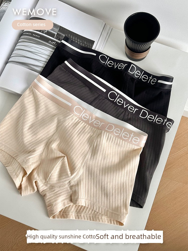 [Original 78, Now 39] Minimalist Plaid Men Underwear Stripes Boys Style Pure Cotton Boxer Shorts Shorts