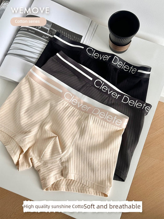 [Original 78, Now 39] Minimalist Plaid Men Underwear Stripes Boys Style Pure Cotton Boxer Shorts Shorts