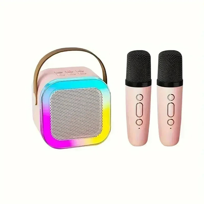Bluetooth 5.3 K12 Karaoke Machine Portable PA Speaker System with 1-2 Wireless Microphones Home Family Singing Children's Gifts