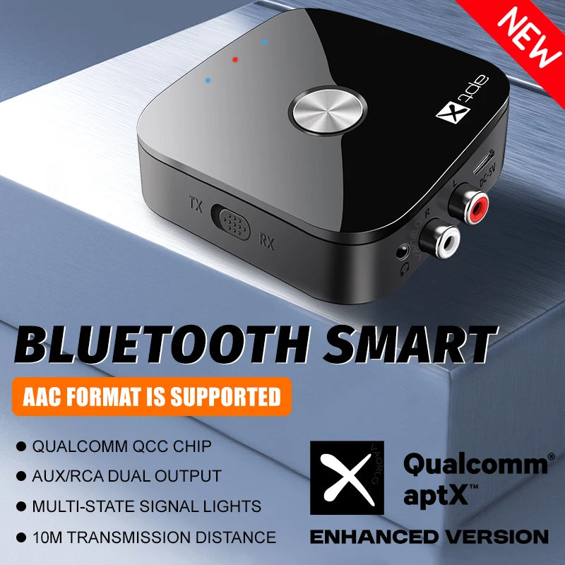 2 in 1 aptX Bluetooth Audio Transmitter Receiver 3.5MM AUX RCA Hifi Stereo Music aptX-Adaptive/HD/LL Multipoint Wireless Adapter