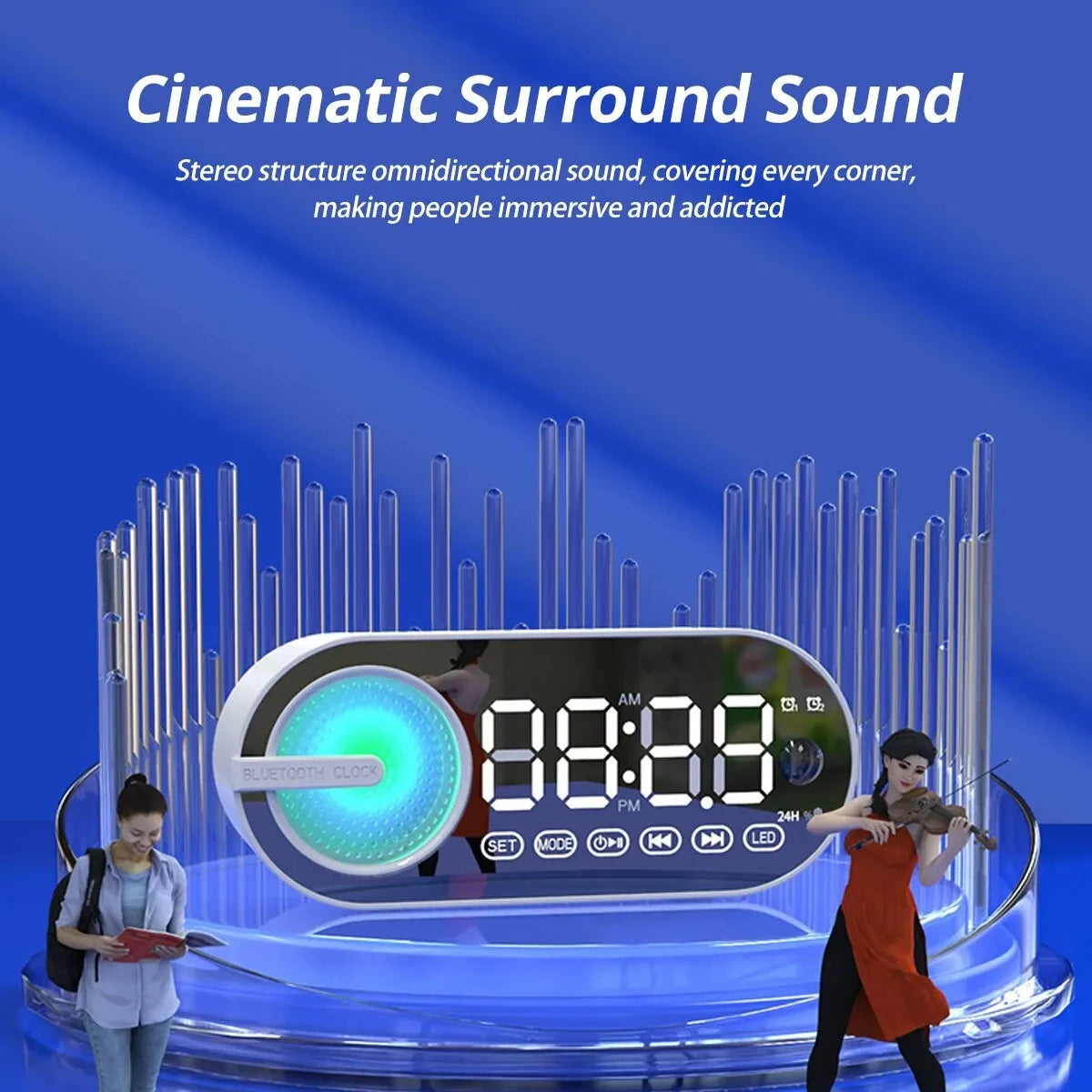 Alarm Clock Caixa De Som Bluetooth Speaker Portable Sound Box Music Wireless Radio FM Subwoofer Bocina Bass Lamp Coluna Column