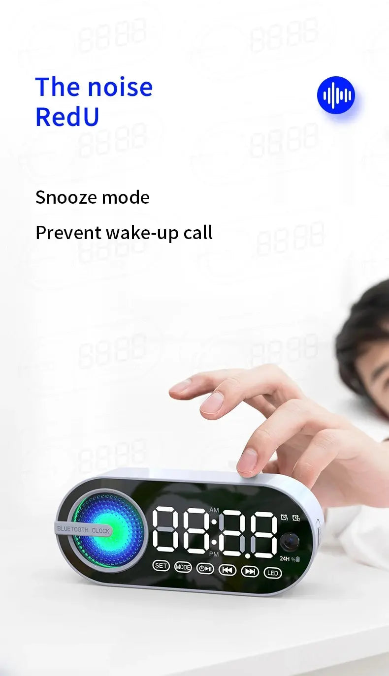 Alarm Clock Caixa De Som Bluetooth Speaker Portable Sound Box Music Wireless Radio FM Subwoofer Bocina Bass Lamp Coluna Column
