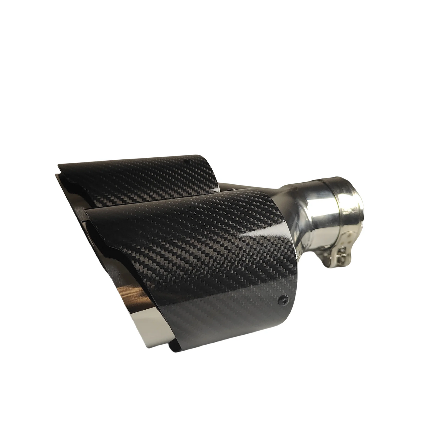 1 Pcs Universal Car Carbon Fibre Tail Throat Silencer Same Length Polish Y-Shaped Double Out Twill Glossy Exhaust Muffler Tip