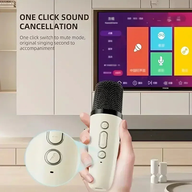 Bluetooth 5.3 K12 Karaoke Machine Portable PA Speaker System with 1-2 Wireless Microphones Home Family Singing Children's Gifts