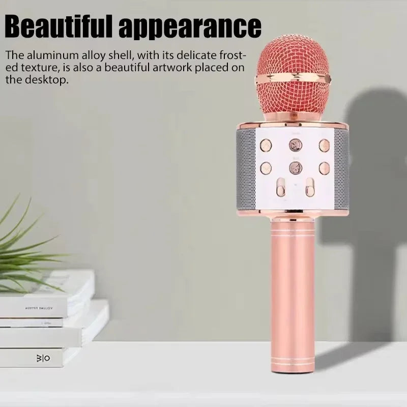 5 in 1 Karaoke Microphone for Kids Singing Wireless Bluetooth Microphone with LED Lights Machine Portable Mic Speaker