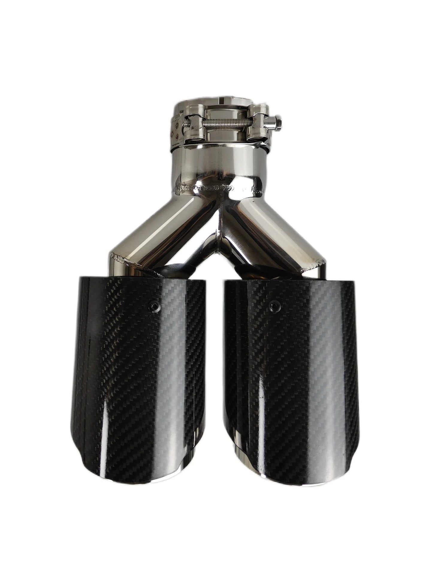 1 Pcs Universal Car Carbon Fibre Tail Throat Silencer Same Length Polish Y-Shaped Double Out Twill Glossy Exhaust Muffler Tip