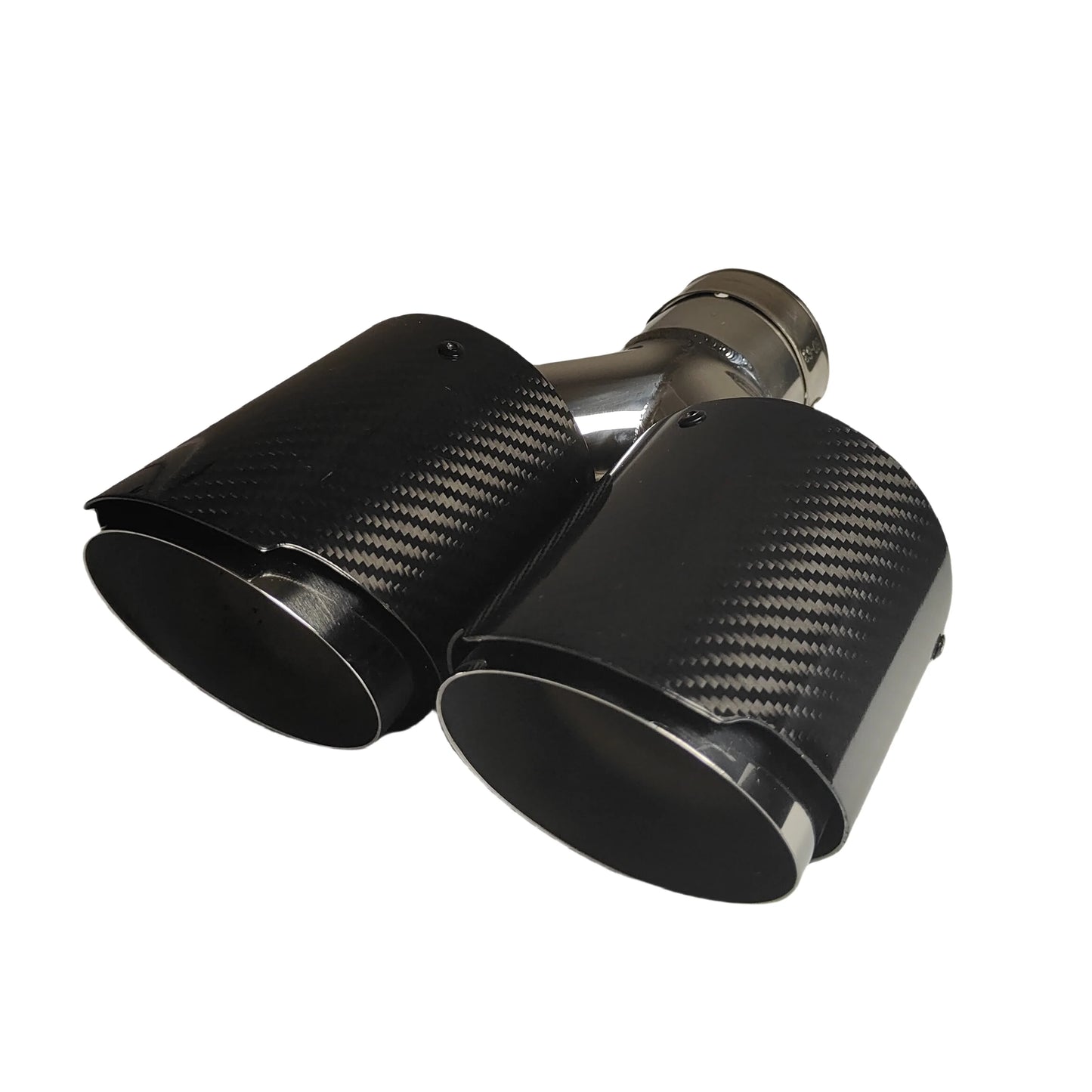 1 Pcs Universal Car Carbon Fibre Tail Throat Silencer Same Length Polish Y-Shaped Double Out Twill Glossy Exhaust Muffler Tip