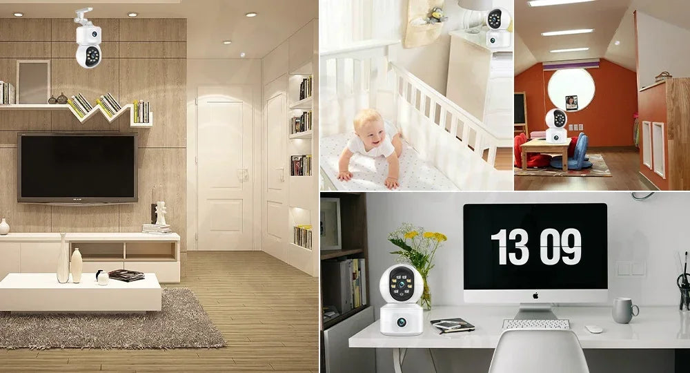 6MP WiFi IP Camera Dual Lens Dual Screen Baby Monitor Home Security Camera PTZ Auto Tracking CCTV Video Surveillance iCsee