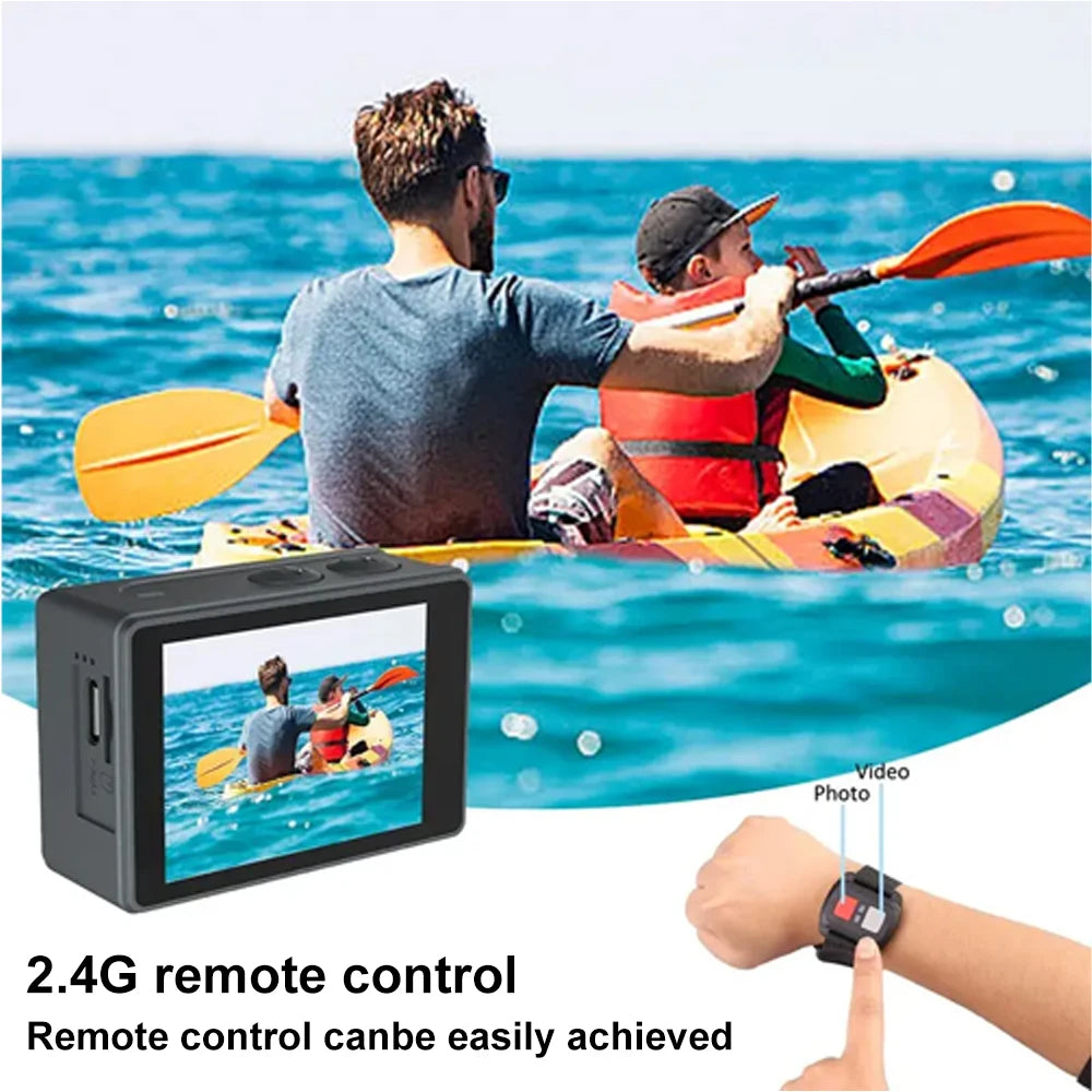 5K Action Camera 4K60FPS Dual IPS Touch LCD DVR EIS 170° 30M Waterproof 5X Zoom Sport Camera With Wireless Mic&Remote Control