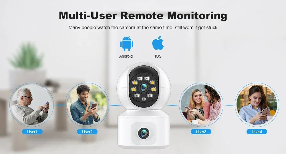 6MP WiFi IP Camera Dual Lens Dual Screen Baby Monitor Home Security Camera PTZ Auto Tracking CCTV Video Surveillance iCsee