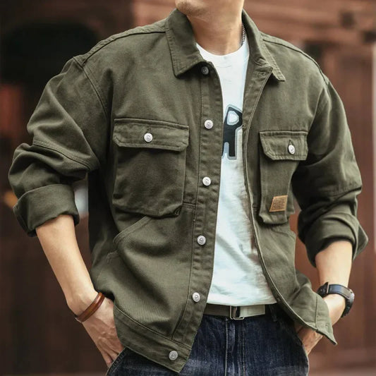 High-End Feel Men's Work Jacket Loose-Fit American Style Vintage Lapel Casual Denim Coat Trendy Brand Spring Autumn Season