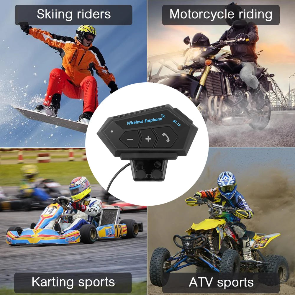 Motorcycle BT 5.0 Helmet Headset Wireless Hands-free Call Kit Stereo Anti-interference Waterproof Music Player Speaker