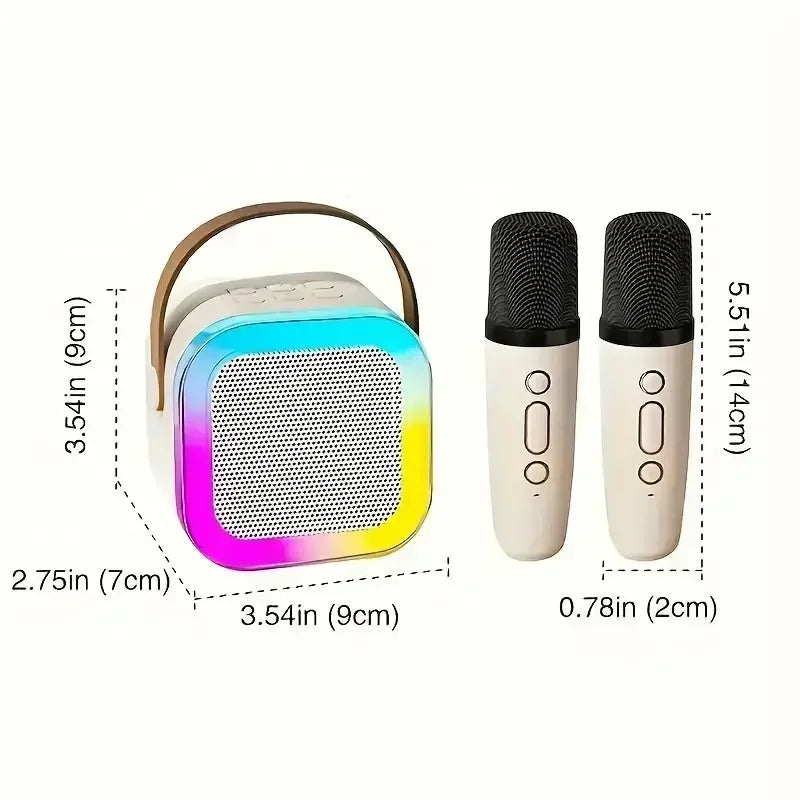 Bluetooth 5.3 K12 Karaoke Machine Portable PA Speaker System with 1-2 Wireless Microphones Home Family Singing Children's Gifts