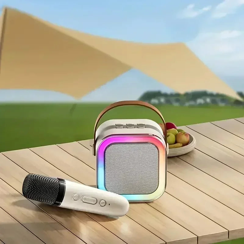 Bluetooth 5.3 K12 Karaoke Machine Portable PA Speaker System with 1-2 Wireless Microphones Home Family Singing Children's Gifts