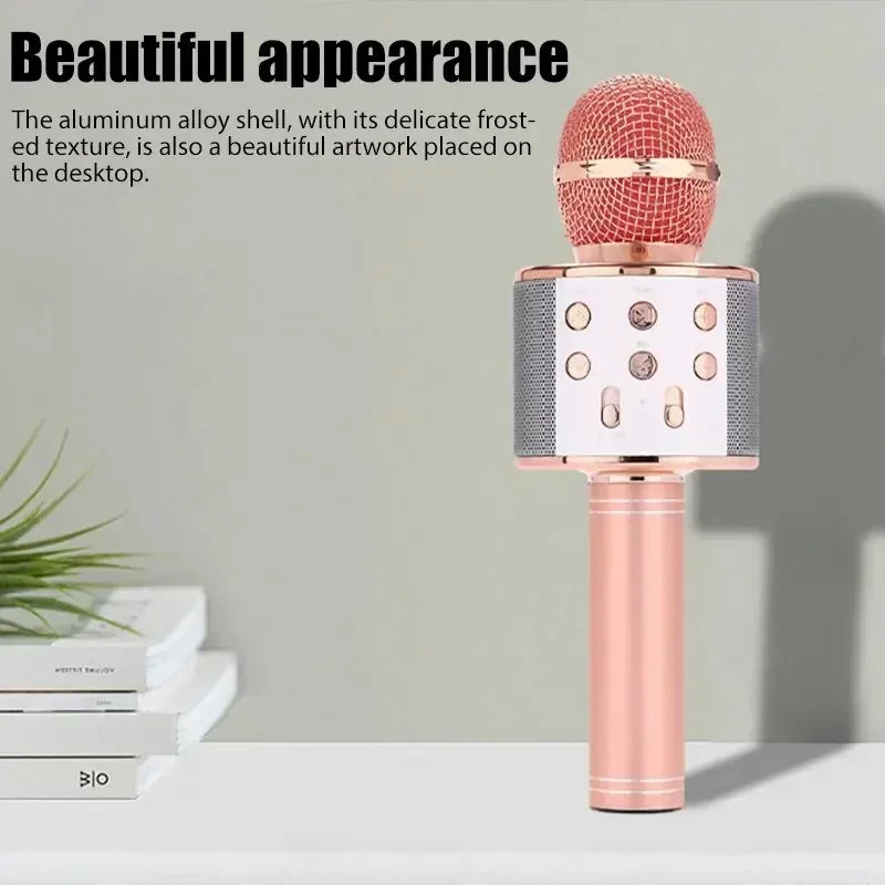 5 in 1 Karaoke Microphone for Kids Singing Wireless Bluetooth Microphone with LED Lights Machine Portable Mic Speaker