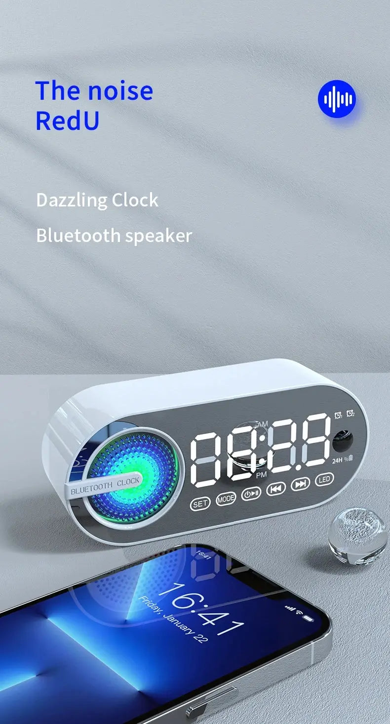 Alarm Clock Caixa De Som Bluetooth Speaker Portable Sound Box Music Wireless Radio FM Subwoofer Bocina Bass Lamp Coluna Column